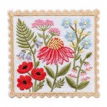 1Pc Wildflower Embroidery Patch, Botanical Flower Patch, Vintage Floral Garden Embroidered Badge For Jacket Backpack Hat Nature Decor - A - View 2