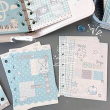 60 Sheets M5 Double-Sided Printed Loose-Leaf Decorative Paper, Korean Minimalist Artistic Style 5-Hole Inner Pages For Planner, Notebook Refill Paper, Planner Decoration Material, Memo Sticky Notes - A - View 2