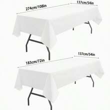 White Disposable Party Tablecloth, PE Plastic Rectangular Table Cover 54x108/54x72 Inch, Easy Clean Up For Birthday Wedding Baby Shower Events Decoration Supplies - White - View 7