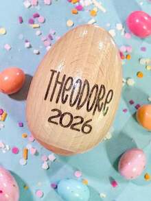 Personalized Wooden Easter Egg Rattle With Music, Engraved Egg Rattle For Kids, Children's Musical Instrument, Easter Gift, Baby's First Easter. Personalized Wooden Egg Rattle | Engraved Baby Egg | Easter Kids | Customized Wooden Egg - Multicolor - View 8