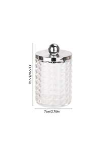 1/2/3/4pcs Bathroom Vanity Storage Canisters With Lids, Transparent Diamond Pattern Cotton Swab Holders, Suitable For Cotton Swabs, Cotton Pads, Floss Picks And Makeup Accessories - Multicolor - View 8