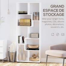Estante Zigzag, Design Contemporâneo, 70 cm (C) x 24 cm (L) x 178 cm (A), Aglomerado, Branca - A - Ver 6