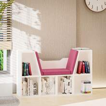2-in-1 bank met boekenkast, zitkussens, kubusvormig schap met 6 open vakken en 2 niveaus, meubel - A - Bekijken 10