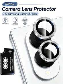 ForSamsung Galaxy Z Fold 8 Camera Lens Protector, Individual Metal Ring Tempered Glass Lens Cover, [Strong Adsorption] Scratch Resistant Ultra-Thin HD Clear Lens Cover, 1 Set-Silvery - Silver - View 1