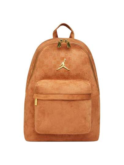 Jordan Monogram 23L Brandy Polyester Logo-Embellished Backpack With Zip Closure Adjustable Straps And Interior Compartment For Dai