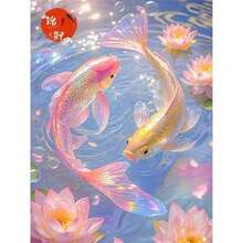 1 Buah Kit Lukisan Berlian 5D DIY Pola Ikan Koi - Seni Mosaik Berlian Bulat Penuh, Dekorasi Dinding Rumah, Tanpa Bingkai - Tanpa Bingkai - View 1