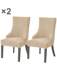 1/2pcs Jacquard Elastic Chair Cover For Dining Room Sloping Back Small Armchair Slipcover Solid Color Wedding Home Decor - Multicolor - View 21