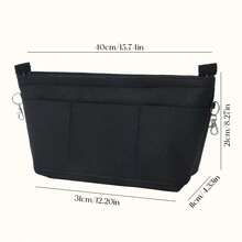 1pc Felt Inner Bag, Multi-Functional Washable Large Capacity Bag-In-Bag, Cosmetic Bag, Home Storage Organizer, Desktop Organizer, Inner Support Bag, Toiletry Bag, Miscellaneous Storage Bag - Black - View 14