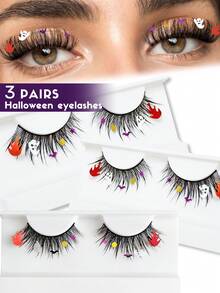 aHoneya 3 Pairs Christmas Eyelash Full Strip Halloween Eyelashes Pairs Of Christmas Lashes - View 9