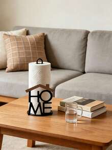 Creative HOME Letter Vertical Paper Towel Holder, Wooden Roll Paper Rack, Universal For Home Kitchen Dining Table Living Room, No-Drill Desktop Paper Towel Storage Rack, Nordic Luxury Desktop Decor Ornament - Multicolor - View 6