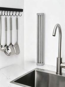Foldable Sink Drying Rack, With Stainless‑Steel Poles And Silicone Edging. Available In Multiple Sizes And Colors, Heat‑Resistant, For Draining Tableware. It Can Be Rolled Up For Storage After Use To Save Kitchen Space. - Multiple Specifications - View 9