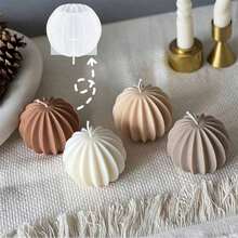 1/2 Spherical Candle Silicone Mold, Spherical Fan-Shaped Aroma Diffuser Making Mold, Gypsum Striped Ball Decoration Mold, Suitable For DIY Christmas Ball Molds - A - View 7