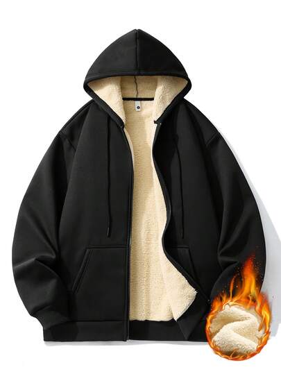 Sudaderas con capucha para hombre otoño invierno, chaqueta de punto abierta con capucha para hombre, forrada de felpa, bolsillos grandes, Ou [Chaqueta con capucha forrada de felpa] sudadera de talla grande para hombre,