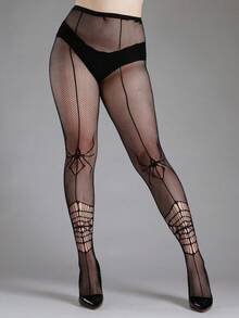 3 Pairs Women's Halloween Fishnet Tights, Spider Bat Web Pattern Sheer Pantyhose Set For Gothic Party Outfits - Multicolor - View 4