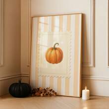 1pc Frameless Striped Pumpkin Fall Kitchen Bar Cart Wall Art Dorm Gift - Multi-color - View 1