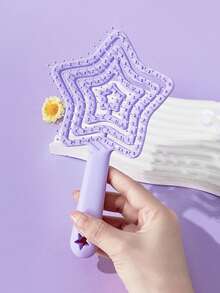 1pc Set Girls Daily Use Star-Shaped Hollow Comb, Handheld Detangling Hair Brush, Girl's Scalp Massage Comb - Multicolor - View 4