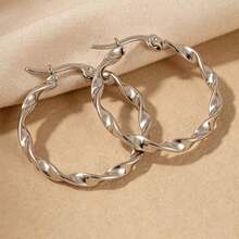 1 Pair Stainless Steel Spiral Twist Design Earrings, Minimalist And Exquisite, Secure Clasp To Prevent Falling, Fashionable And Versatile Unisex Ear Jewelry, Suitable For Daily Wear, Party, Holiday Gift Choice - Spiral Twisted Earrings - View 1
