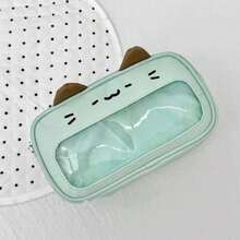 Ins Style Cartoon Cat Pencil Case, Transparent Visible Large Capacity Stationery Storage Bag, Canvas Pencil Pouch For Middle And , First Day Of School - White - View 13