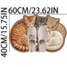1pc Cute Sleeping Cat Ball Door Mat, Small Rug, Carpet, Runner Rug, Floor Mat, Home Decor, Area Rug, Outdoor Mat, Home Decor, Area Carpet, Bedroom Carpet, Washable Carpet - Multicolor - View 11