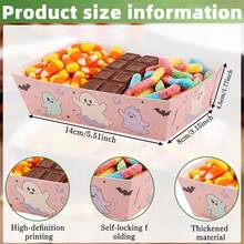 12pcs Halloween Disposable Foldable Paper Candy Buffet Boxes, Pink Ghost Theme Party Food Containers, Self-Locking Easy Assembly Design, Suitable For Candy Corn, Chocolate, Gummy, Cookies, Pretzels And Party Snacks, Perfect For Halloween Candy Table, Birthday Party, Family Gathering And Holiday Events - Multicolor - View 2