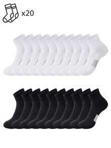 1/5/10/20 Pairs Men's Mid-Calf Socks, Mesh Comfortable Sports Socks, Striped Non-Slip Shock-Absorbing Sole, Simple Casual Socks - Multicolor - View 10