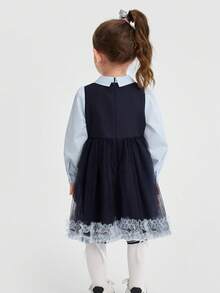 Balabala Spring Autumn Long‑Sleeve Dress Pretty Casual Outfit For Girls - Blue Tint - View 3