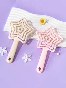 1pc Set Girls Daily Use Star-Shaped Hollow Comb, Handheld Detangling Hair Brush, Girl's Scalp Massage Comb - Multicolor - View 2