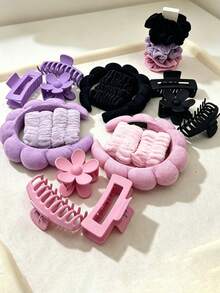 Solid Color Polyester Hair Claw Suitable For Daily Wear - Multicolor - View 5