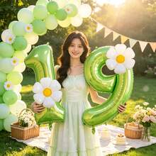 Green And White Daisy Party Balloon Set For Birthday Parties Photo Booth Props Anniversary Celebrations Holiday Decorations Outdoor Events Backdrop Walls And Photography Backgrounds - View 2