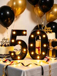 1pc 22cm Creative Illuminated LED Marquee Letter & Number Night Light, Home Decor Battery Powered LED Alphabet Lights - Black Number - View 7