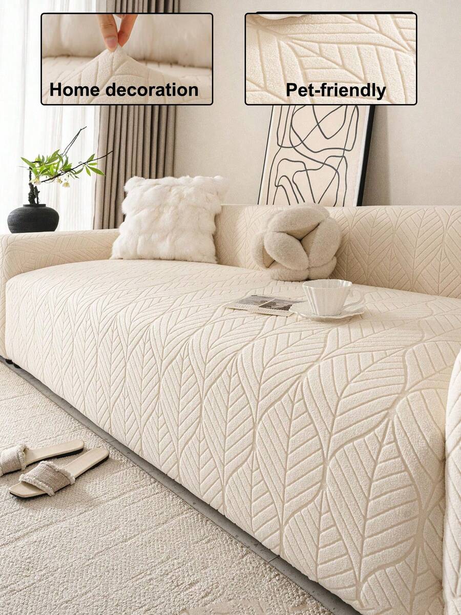 1 pieza Funda de sofá 3D, protector de sofá multifuncional de cobertura completa, funda elástica de una sola pieza para decoración festiva, apta para sofá de 1/2/3/4 plazas - Beis - Ver 1