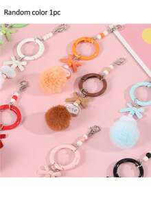 Sweet Plush Coin Purse, "Cute" Letter Bow Plush Ball Pendant Coin Purse, Women's Coin Purse, Portable Compact Coin Wallet - Multicolor - View 12