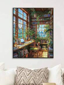 DIY Cozy Library Corner (8x12 / 16x20 Inches) Paint By Numbers Kit (Acrylic) Arts & Crafts For Adult Beginners, Relaxing Home Wall Decor, Study Room Aesthetic, And Unique Holiday Gifts - Sets - View 5