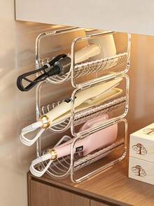 1pc Stackable Transparent Hair Tool Storage Rack, Curling Iron Holder, Hair Dryer Storage Box, Curling Wand Organizer, Item Storage Shelf, Straightening Brush Organizer, Flat Iron Holder, Stackable Design, Countertop Style, Suitable For Bathroom, Countertop, Vanity, Washbasin, Toilet, Entryway, Practical Storage Shelf - Multicolor - View 7