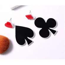 4pcs Poker Clown Accessory Set, Red & Black Plaid Long Socks, Clown Pointed Hat Headband, Poker Card Props, Halloween Cosplay Party Costume - Multicolor - View 7