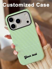 GIIPPA 1件客製化極簡條紋姓名手機殼，薄膜2合1手機保護殼，相容 iPhone 18/17、Galaxy S26 S25 S24 Ultra/Plus/Fe，畢業禮物、度假禮物、週年禮物、情人節禮物、生日禮物、婚禮禮物 - 彩色 - 查看 8