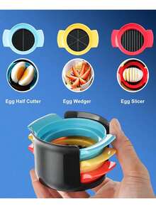 3-In-1 Multifunctional Stainless Steel Egg Slicer, Suitable For Boiled Eggs, Fruits And More, Easily Cut Into Neat And Beautiful Shapes - Multicolor - View 4