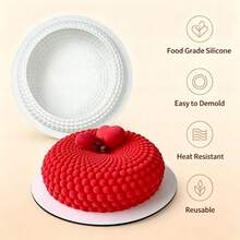 White Beaded Silicone Mousse Cake Mold 7-Inch Non-Stick Baking Tray With Demoulding Tool Set - White - View 6