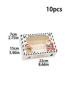 2pcs/5pcs/10pcs 2026 New Christmas Gift Box With Transparent Window | Santa Claus & Christmas Tree Print Gift Box, Holiday Striped Paper Box, Suitable For Christmas Party Decoration - View 15