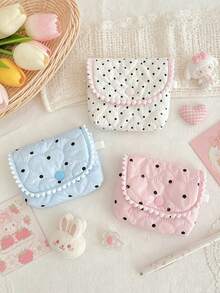 Cute Heart Quilted Ccd Storage Bag, Card Holder Wallet, Bluetooth Earphone Storage Bag Mini Portable Coin Purse Lipstick Storage Bag Makeup Bag - Multicolor - View 3