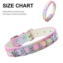 Personalized Dog Collar, PU Leather Small Dog Cat ID Collar With Rhinestone Heart & Star Decor, Suitable For Small/Medium/Large Dogs - Multicolor - View 11