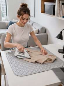 1pc Desktop Ironing Pad, Portable Foldable Heat-Resistant Ironing Mat, Thickened Quilted Ironing Blanket, Washing Machine, Dryer, Desktop, Home Laundry, Travel, Dorm And Small Space Ironing Board Replacement - Multicolor - View 2