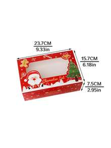 4pcs/12pcs/24pcs Christmas Window Gift Box Set, Xmas Santa Tree Kraft Treat Box With Transparent Window, Holiday Square Present Box,4 Designs Party Favor - View 2