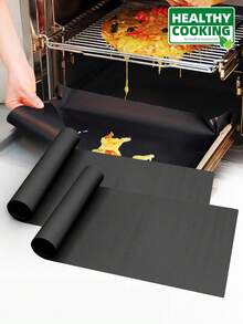 1/2/3/4 Packs Non-Stick Oven Liners - Durable Reusable Electric & Gas Oven Mats - Heat Resistant - Easy Clean Oven Protector Pads - Dishwasher - Kitchen & Baking Accessories - Black - View 2