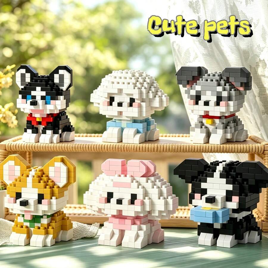 Cute Mini Micro Particle Pet Building Blocks Series, ABS Material, Children's Building Blocks Toy Set, DIY Educational Creative Handmade Assembly Gift, Stress Relief Soft Building Blocks Mat. Classroom Reward Small Gift, Birthday Gift And Fashion Gift For Major Holidays. - Multicolor - View 1