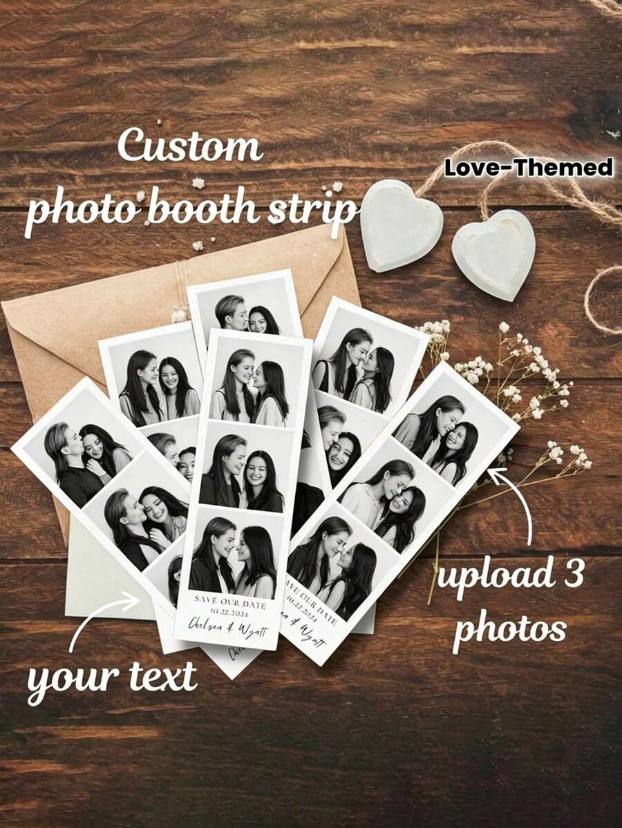 Tiras de decoración personalizadas para fotomatón sin marco, tarjetas de anuncio de boda personalizadas, tarjetas de regalo, accesorios de fondo para fotomatón para fiesta de cumpleaños - multicolor - Ver 1