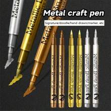 2pcs Metal Craft Pen Set: Gold, Silver And Copper Permanent Paint Pens, Suitable For Crafts, Scrapbooking And Fabric Art, Vibrant Colors And Smooth Application - 2 Pcs - View 1