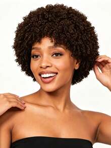 8 Inch Fluffy Spiral Curl Wig, High Density Heat-Resistant Synthetic Fiber Wig, Natural Styling, Suitable For Various Parties - Brown - View 6