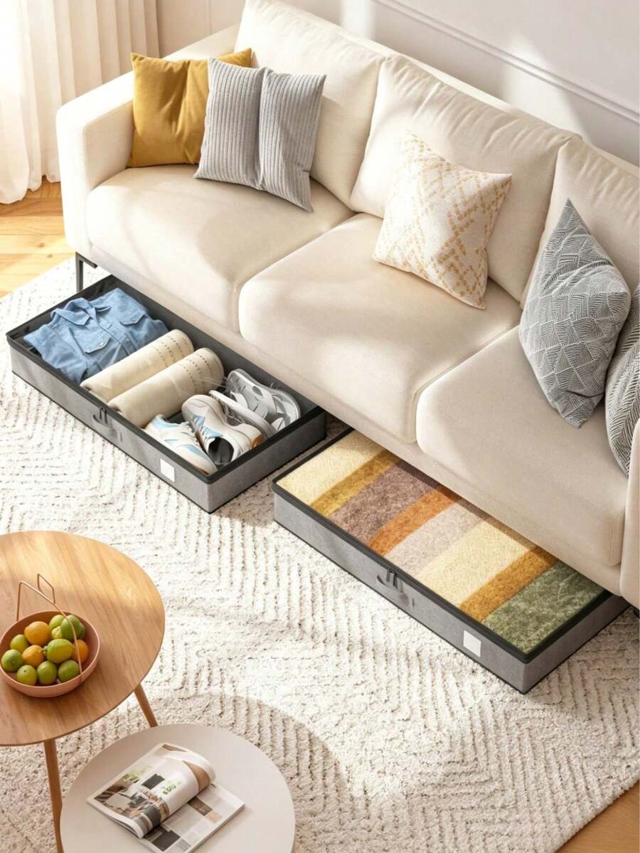 Multi‑Size Under‑Bed Storage Boxes With Transparent Visible Lids, Zipper Closure, Side Handles, Dust‑Proof And Moisture‑Resistant. Suitable For Storing Quilts And Clothes To Save Household Storage Space. - Multiple Specifications - View 1