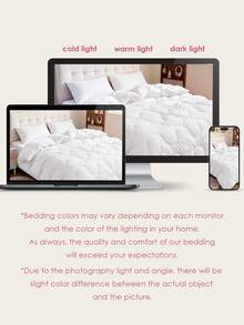 HONEYMOON 1pc Wavy Stitch Quilted Comforter Insert, Polyester Fabric, Solid Color, Soft & Breathable, Wrinkle-Resistant, Down Alternative Bedding, T/Q/K Size, Suitable For Home And Dorm, White - White - View 9